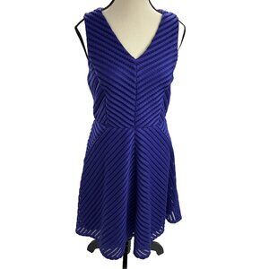 Mossimo Womens Size M Purple Fit Flare Dress Sleeveless V Neck Textured Party